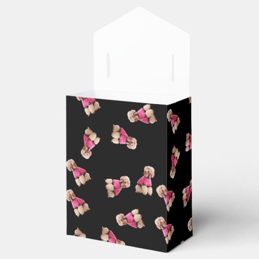 Oodles van poedels (roze op zwart) Party Bedankdoosjes (Geopend)