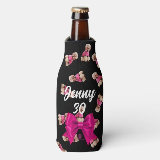 Oodles van poedels (roze op zwart) Party Flesjeskoeler (Fles Voorkant)