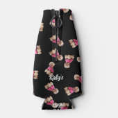 Oodles van poedels (roze op zwart) Party Flesjeskoeler (Achterkant)