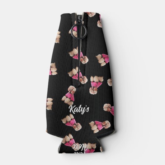 Oodles van poedels (roze op zwart) Party Flesjeskoeler (Achterkant)