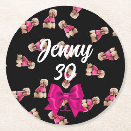 Oodles van poedels (roze op zwart) Party Ronde Kartonnen Onderzetter