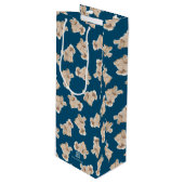 Oodles van poedels (wit op blauw) gepersonaliseerd wijn cadeautas (Voorkant Gekanteld)
