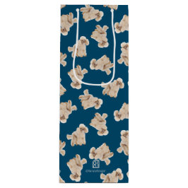 Oodles van poedels (wit op blauw) gepersonaliseerd wijn cadeautas