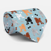 Oodles van Poodles en Bows Pattern Blue Stropdas (Opgerold)