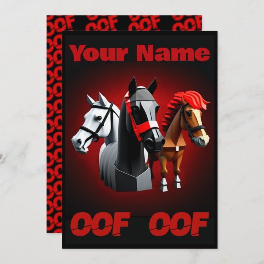 Oof Roblox Funny Meme Red Horses Kaart (Voorkant / Achterkant)