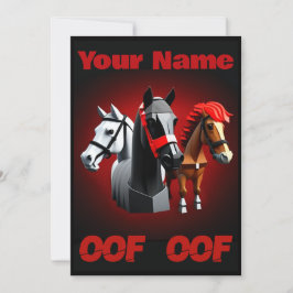 Oof Roblox Funny Meme Red Horses Kaart
