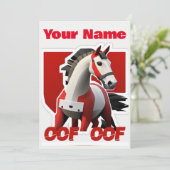Oof Roblox Funny Meme Red White Horse Kaart (Staand voorkant)