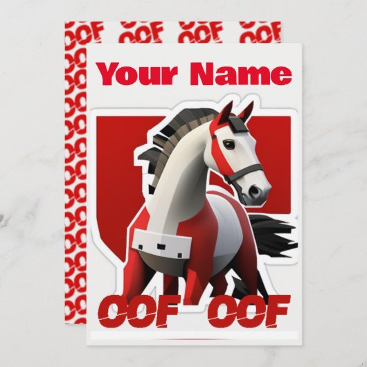Oof Roblox Funny Meme Red White Horse Kaart (Voorkant / Achterkant)