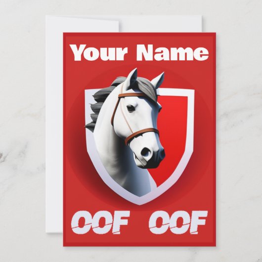 Oof Roblox Funny Meme Red White Horse Kaart (Voorkant)