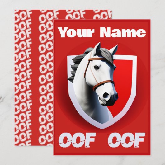 Oof Roblox Funny Meme Red White Horse Kaart (Voorkant / Achterkant)