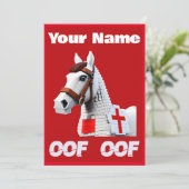 Oof Roblox Funny Meme Red White Horse Kaart (Staand voorkant)