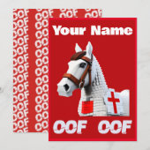 Oof Roblox Funny Meme Red White Horse Kaart (Voorkant / Achterkant)