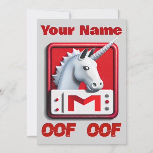 Oof Roblox Funny Meme Red White Unicorn Kaart (Voorkant)