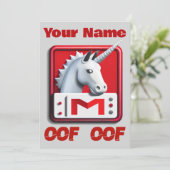 Oof Roblox Funny Meme Red White Unicorn Kaart (Staand voorkant)