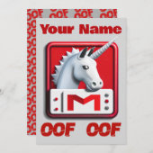 Oof Roblox Funny Meme Red White Unicorn Kaart (Voorkant / Achterkant)
