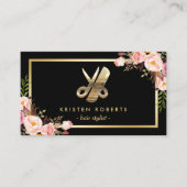 Oog 3D Gold Scissors Hair Stylist Floral Visitekaartje (Voorkant)