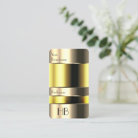 Oog 3D Gold Yellow Bin met grafische Initialen Visitekaartje (Staand voorkant)