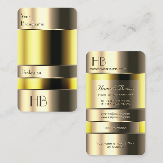 Oog 3D Gold Yellow Bin met grafische Initialen Visitekaartje (Voorkant / Achterkant)