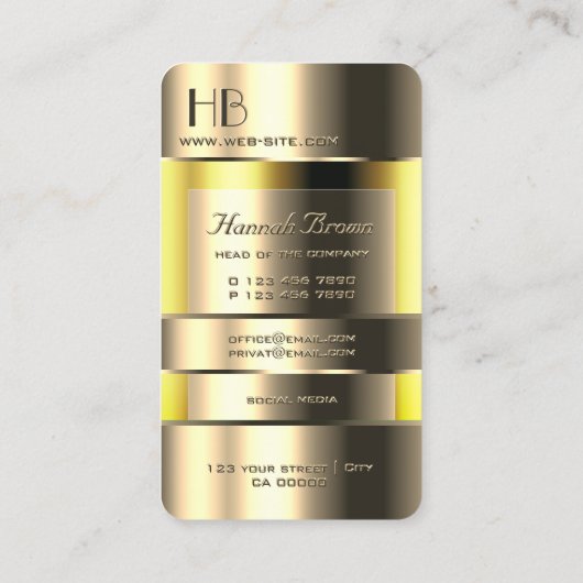 Oog 3D Gold Yellow Bin met grafische Initialen Visitekaartje (Achterkant)