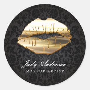 Oog 3D zwarte gouden lippen maken artiest Ronde Sticker