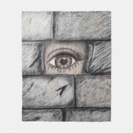 "Oog achter de muur" Fleece Deken
