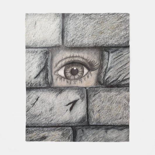 "Oog achter de muur" Fleece Deken (Voorkant)