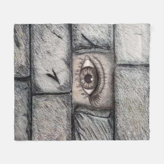 "Oog achter de muur" Fleece Deken (Voorkant (Horizontaal))