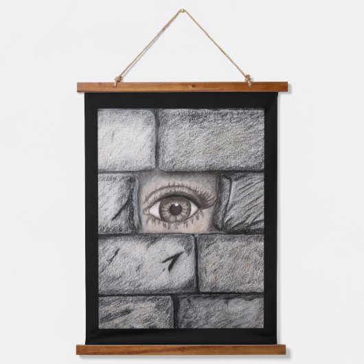 "Oog achter de muur" Hangend Wandkleed (Voorkant)