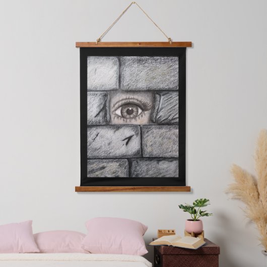"Oog achter de muur" Hangend Wandkleed (Slaapkamer)