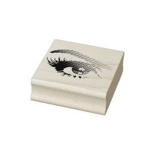 oog bij vrouwen in halftoonaangevende Stippen - r Rubberstempel