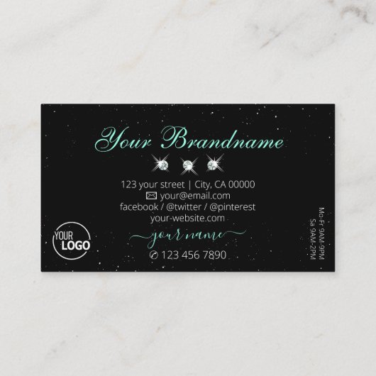 Oog Blauwgroen zwarte sparende juwelen vangen met  Visitekaartje (Achterkant)