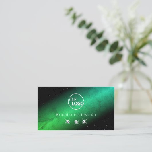 Oog Blauwgroen zwarte sparende juwelen vangen met  Visitekaartje (Staand voorkant)