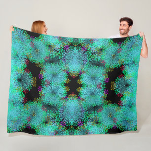 Oog catcher! Fractal bloemen in koele kleuren - Fleece Deken