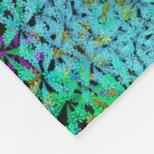 Oog catcher! Fractal bloemen in koele kleuren - Fleece Deken (Hoek)