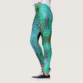 Oog catcher! Fractal bloemen in koele kleuren - Leggings (Links)