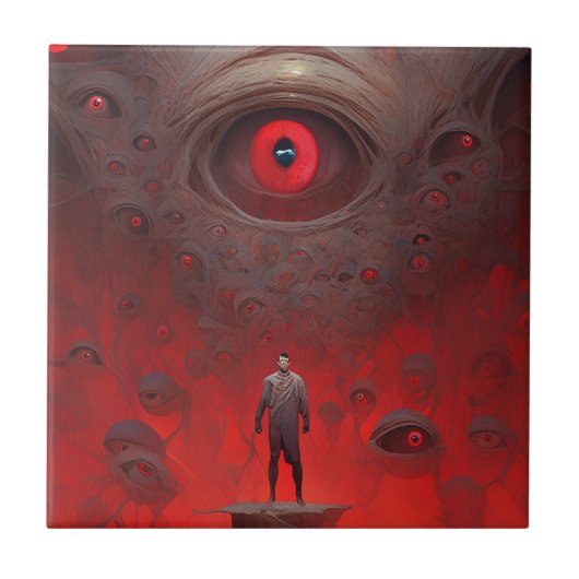 Oog Creatures Surreal Horror Art Tegeltje (Voorkant)