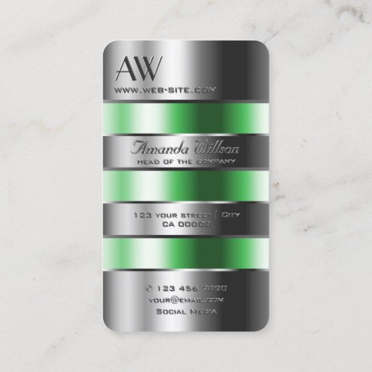 Oog die zilver groen vangt kan met Initialen kijke Visitekaartje (Achterkant)