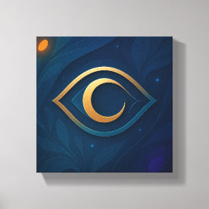 Oog- en halvemaan-wandkunst – Mystiek modern abstr Canvas Afdruk