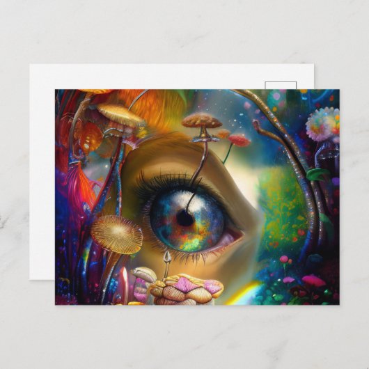 Oog en Kleurrijke Paddenstoelen Abstract Briefkaar Briefkaart (Voorkant / Achterkant)