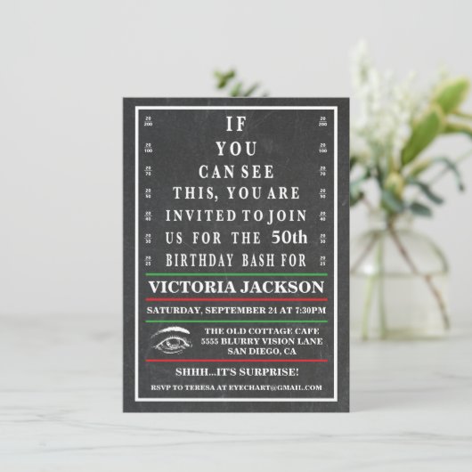 Oog Grafiek Verjaardag Mijlpaal Uitnodiging (Staand voorkant)