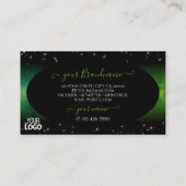 Oog Groene zwarte glittersterren met Logo Visitekaartje (Achterkant)