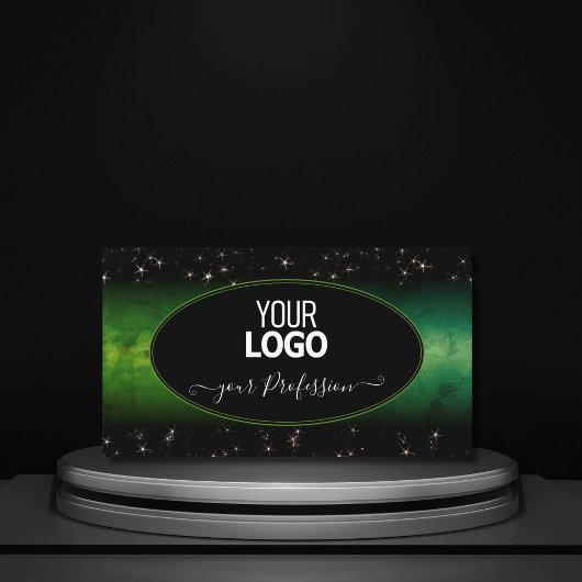 Oog Groene zwarte glittersterren met Logo Visitekaartje