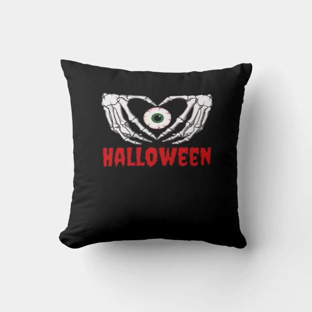 Oog Halloween - Skelet Handen Hart Kussen (Voorkant)
