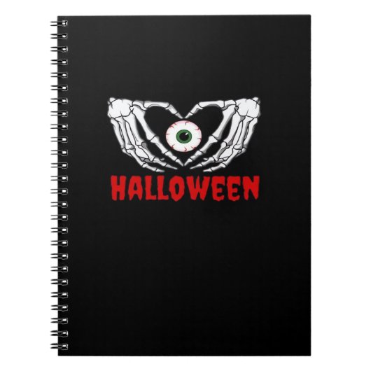 Oog Halloween - Skelet Handen Hart Notitieboek (Voorkant)