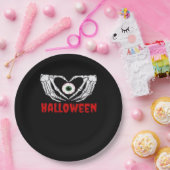 Oog Halloween - Skelet Handen Hart Papieren Bordje (Feest)