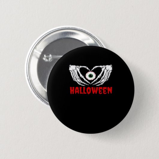 Oog Halloween - Skelet Handen Hart Ronde Button 5,7 Cm (Voorkant /achterkant)