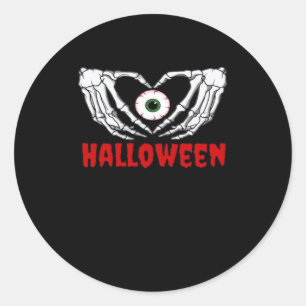 Oog Halloween - Skelet Handen Hart Ronde Sticker