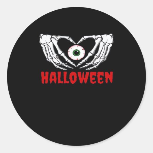 Oog Halloween - Skelet Handen Hart Ronde Sticker (Voorkant)
