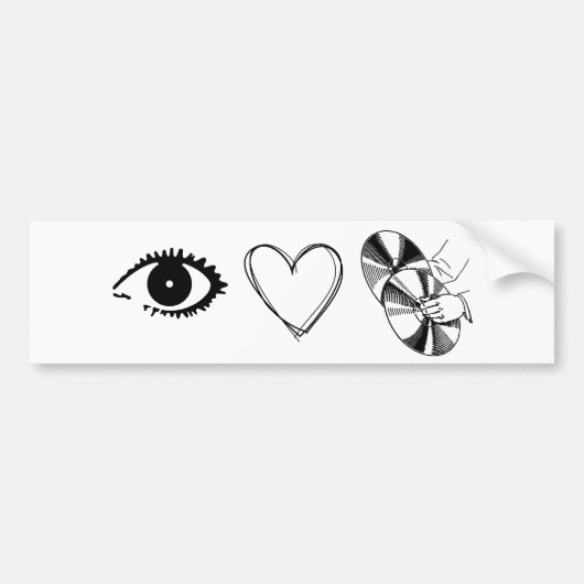 Oog Hart Cymbals Ik Hou Van Cymbals Grappige Bumpe Bumpersticker (Voorkant)