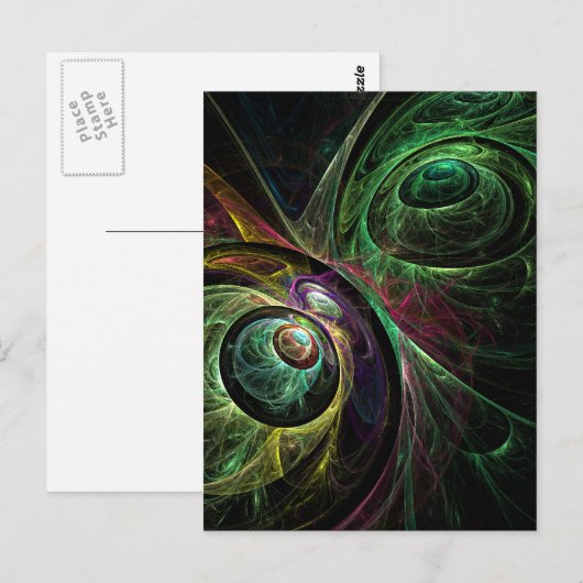 Oog in oog Moderne Fractale Groen Gouden Abstracte Briefkaart (Voorkant / Achterkant)